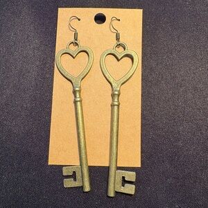 Heart Key Earrings